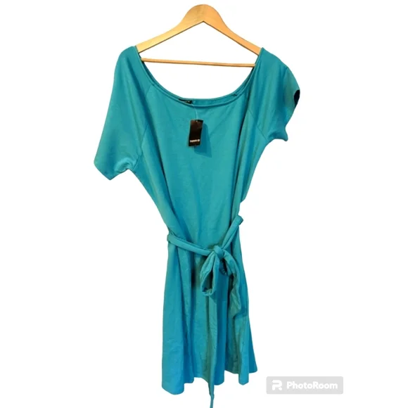 Torrid Blue Off Shoulder French Terry T-Shirt Dress Size 1X - Picture 4 of 8